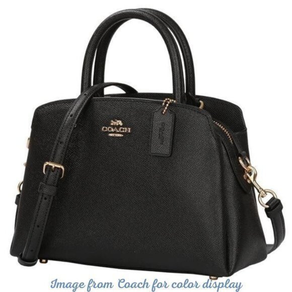 COACH Leather Mini Lillie Carryall Black With Gold Hardware Feet NWT - Picture 2 of 10